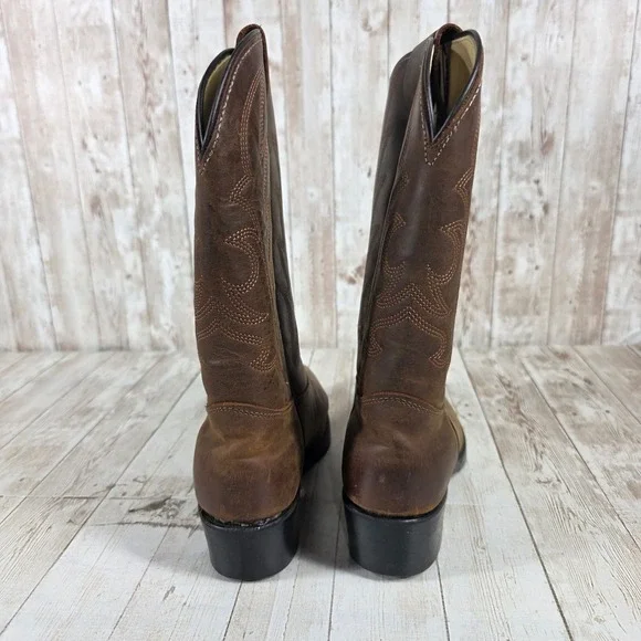Laredo Women's Brown Leather Western Cowboy Boots 5.5D Made in‎ USA womens 7 - Picture 3 of 8